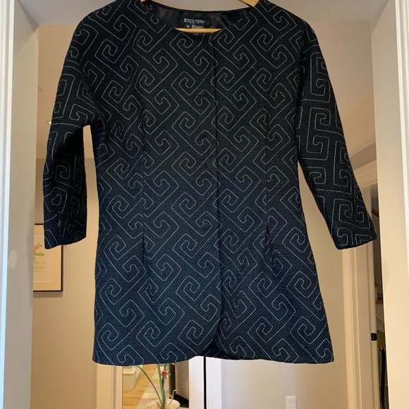 -ETC Brand black geometric print fitted jacket with 3/4 sleeves size 6 - Picture 1 of 6